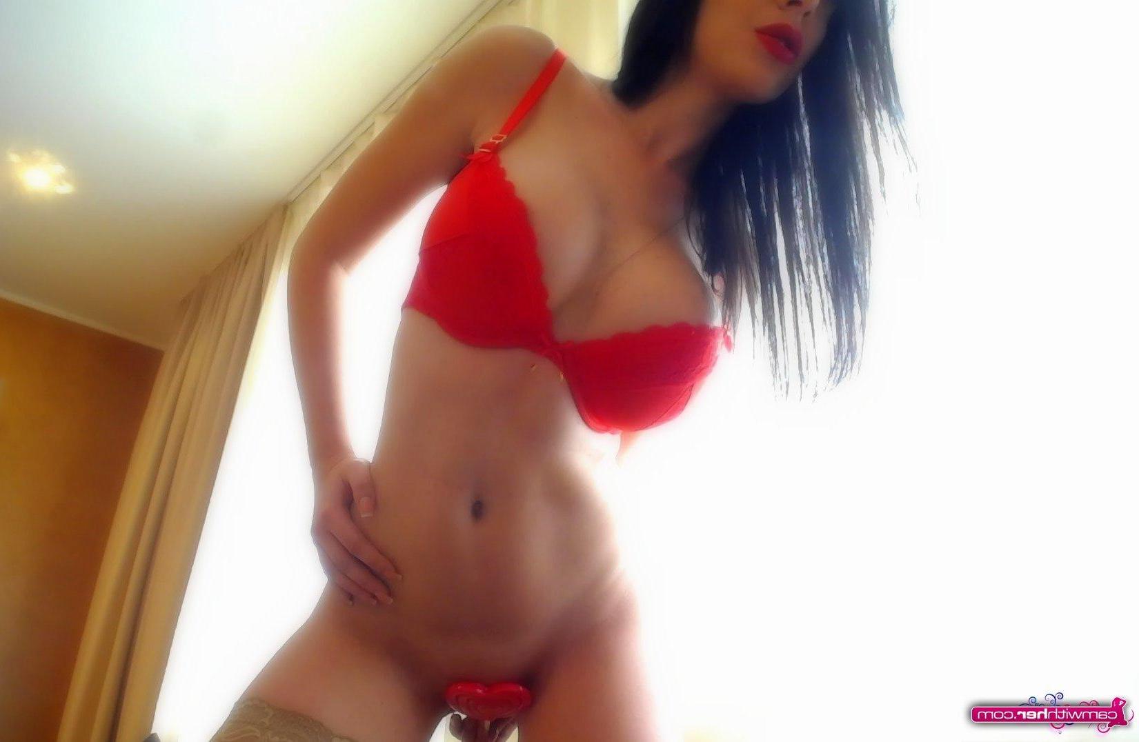 12P Katherine Knowles wearing red lingerie for Valentines Day