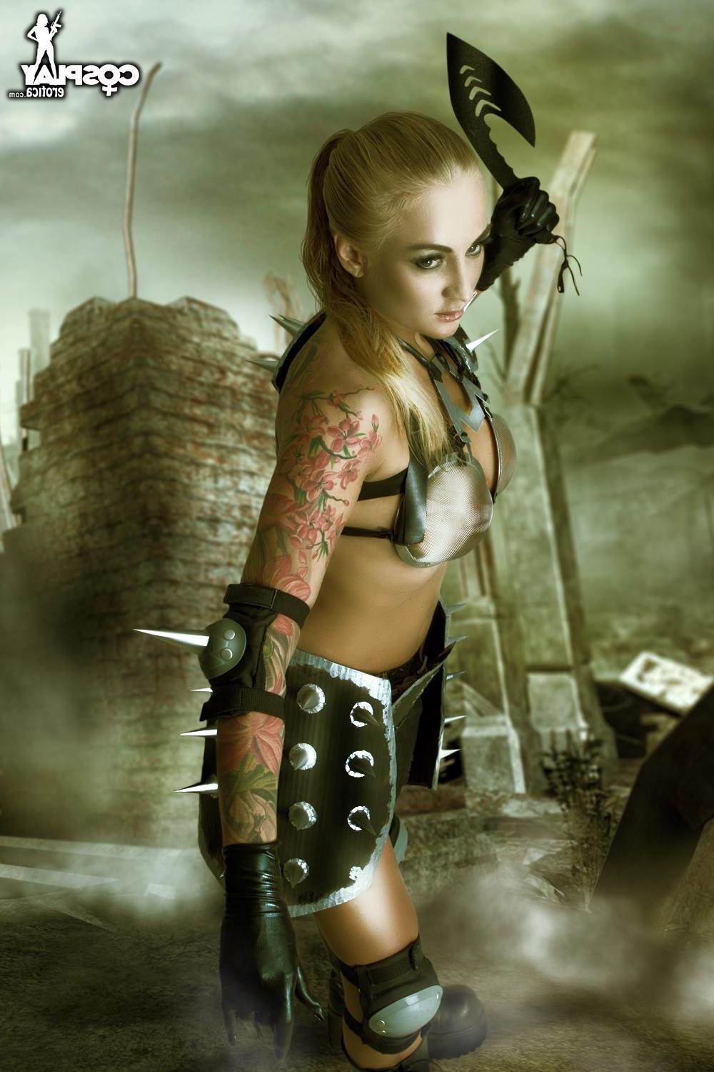 12P Blonde cosplay babe Kayla is a sexy warrior