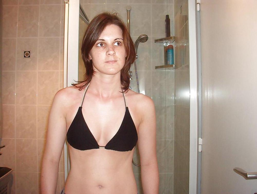25P Italian shy brunette shows her body in lingerie