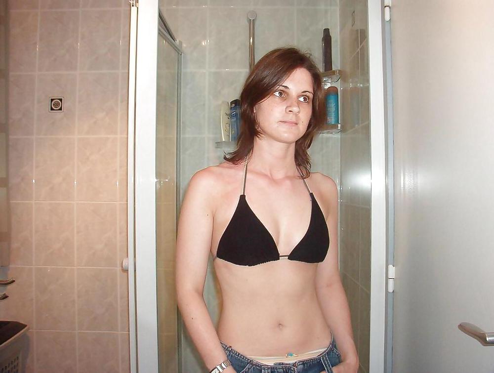 25P Italian shy brunette shows her body in lingerie