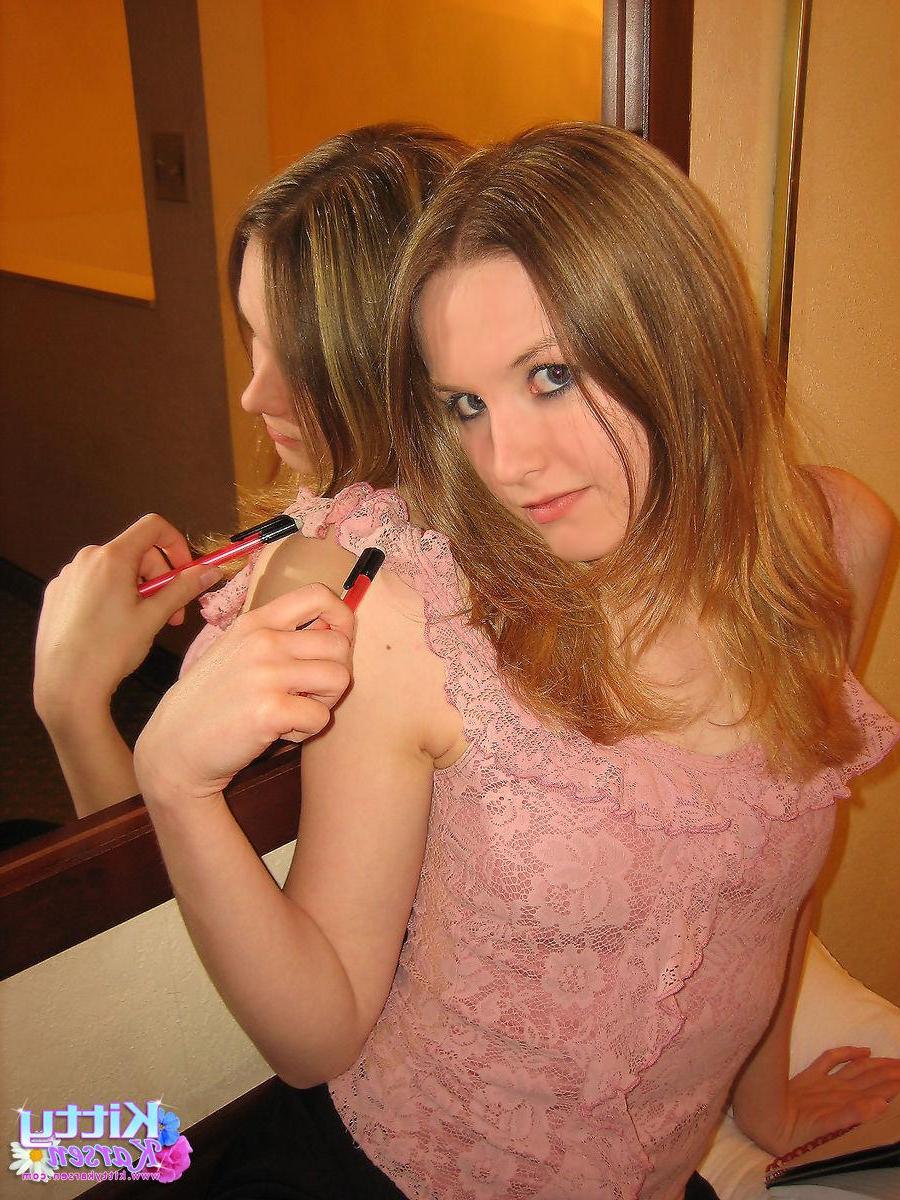 16P Pictures of teen babe Kitty Karsen playing with her nude body
