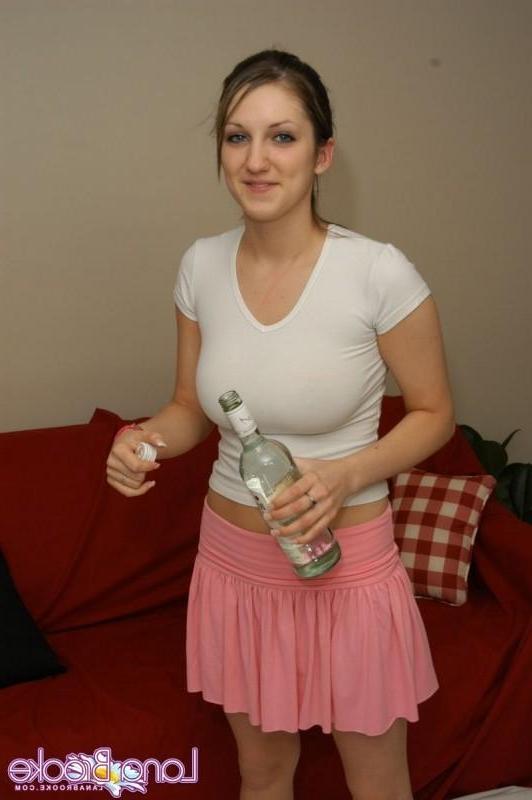 18P Lana covers her white shirt with rum