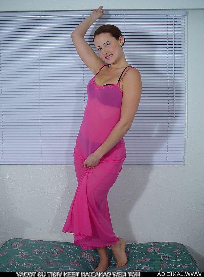 20P Pictures of Lanie.ca stripping out of her hot pink dress