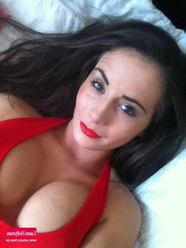 12P Laura Hollyman strips out of her red dress to expose her gigantic titties