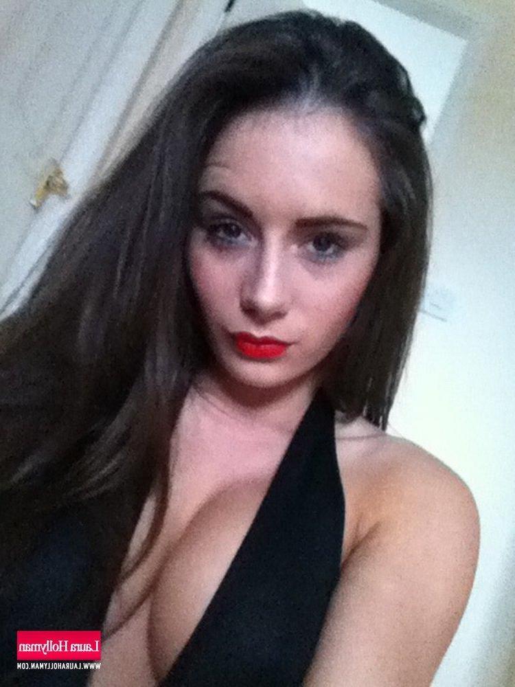 12P Laura Hollyman strips her tight black dress to reveal her big boobies