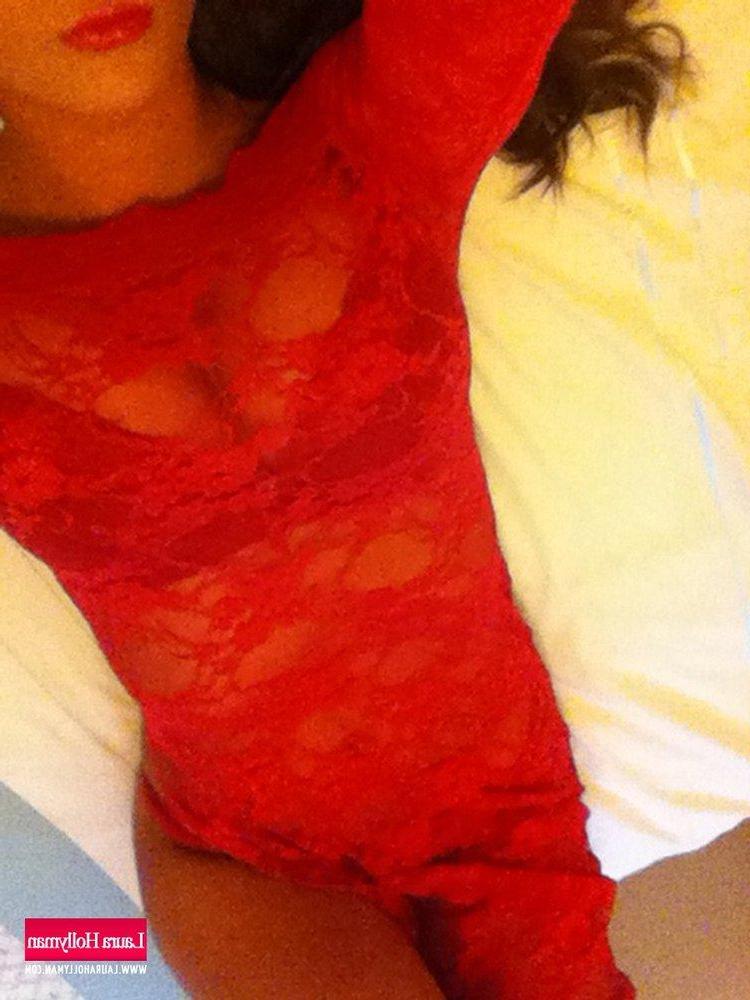 12P Laura Hollyman strips her red dress and lingerie just for you