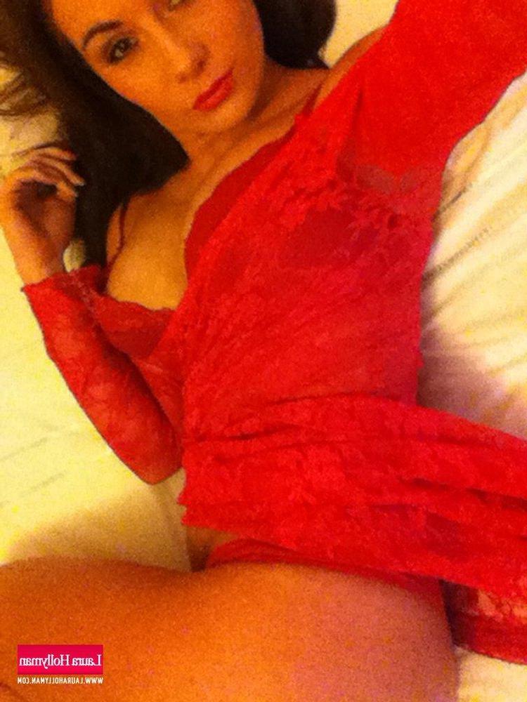12P Laura Hollyman strips her red dress and lingerie just for you