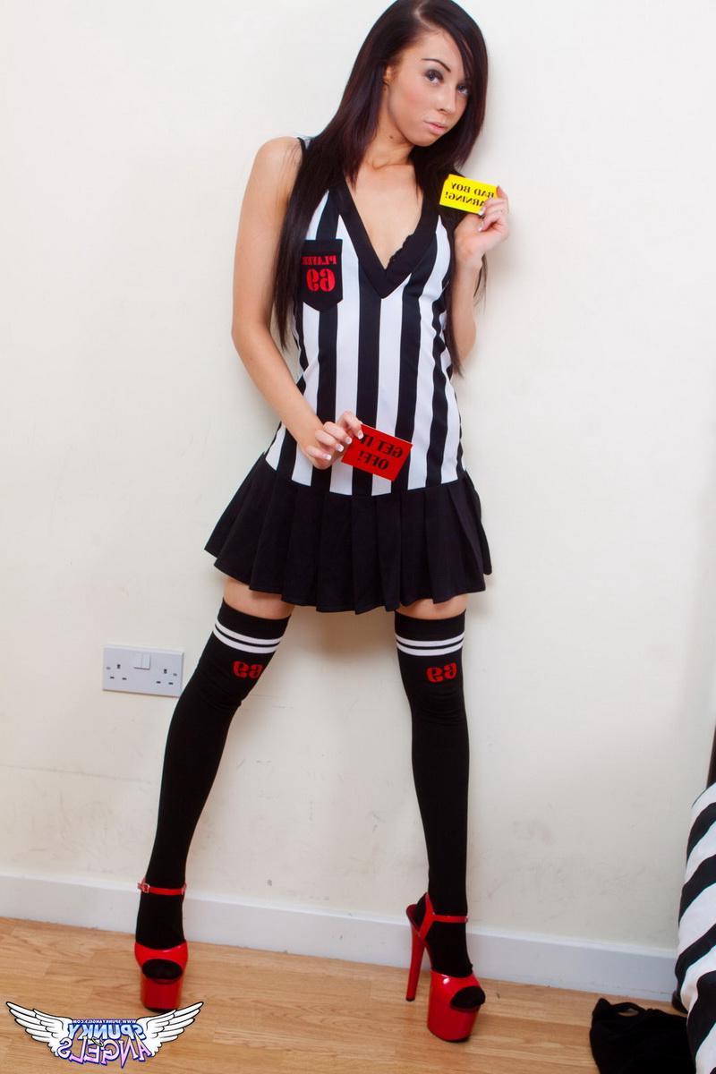 12P Tight teen Lexi strips out of her little slutty referee costume exposing her perky tits and round ass