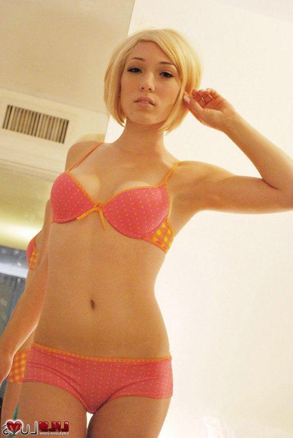 16P Pictures of teen star Lily Luvs dressed for hot sex in bed