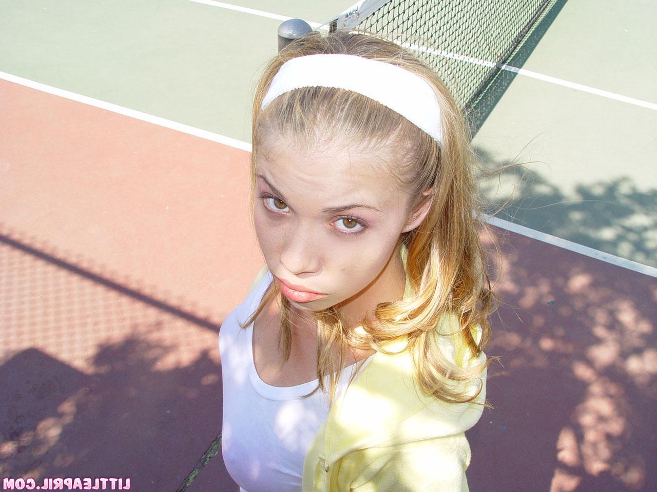 15P Little April does a non nude tease at the park