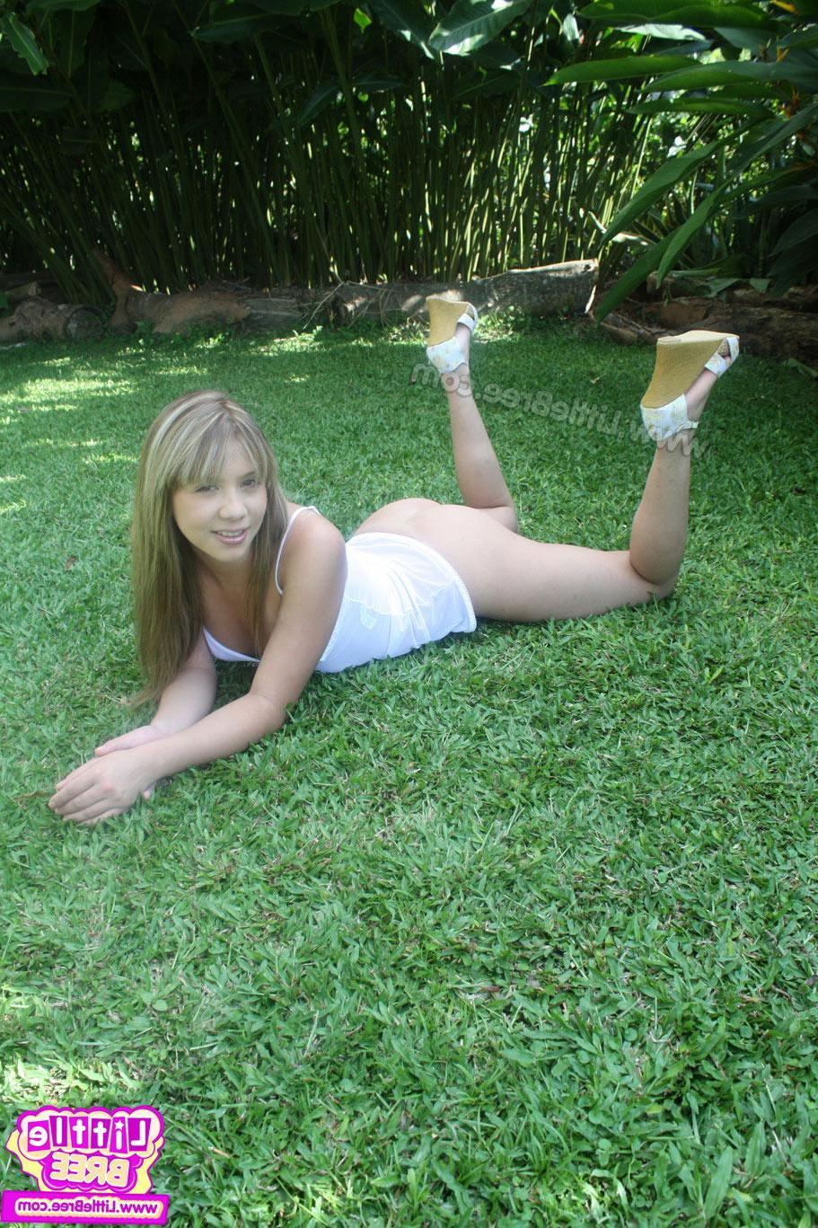 12P Pictures of Little Bree stripping naked outside