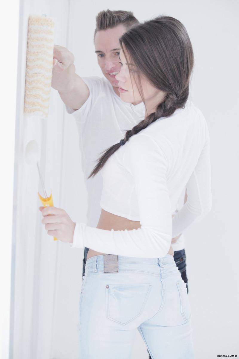15P Caprice takes a break from home painting to have some hot sex