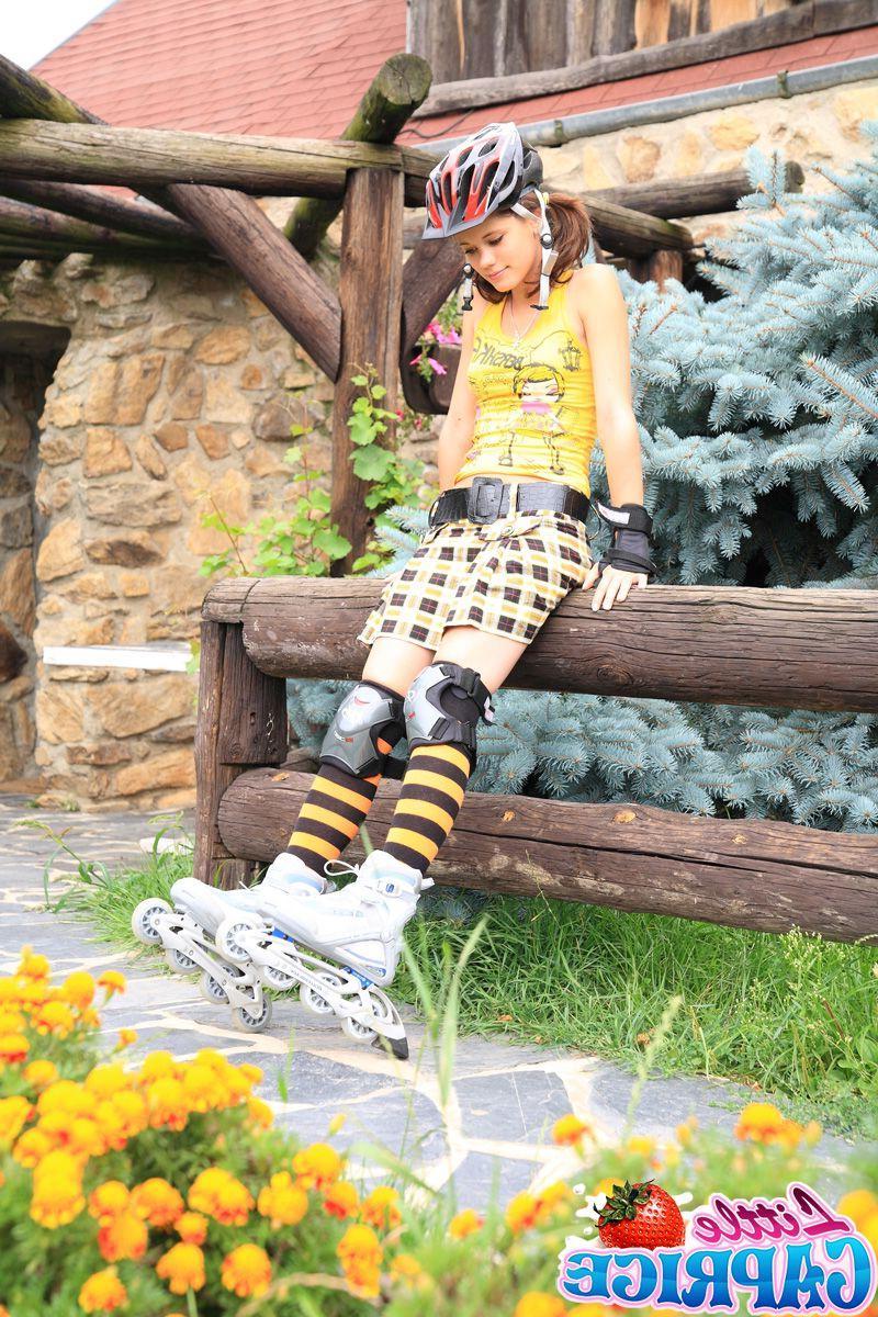 12P Pictures of Little Caprice going for a naked roller blade workout