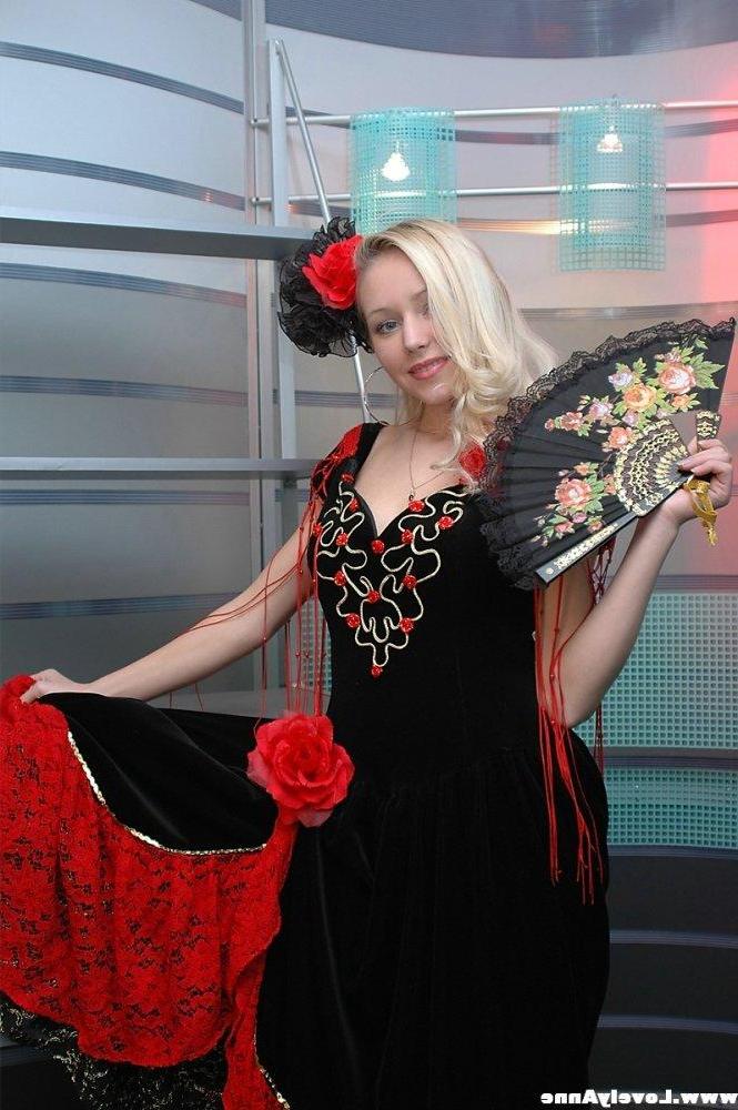 15P Anne wearing a flamenco dress showing tits
