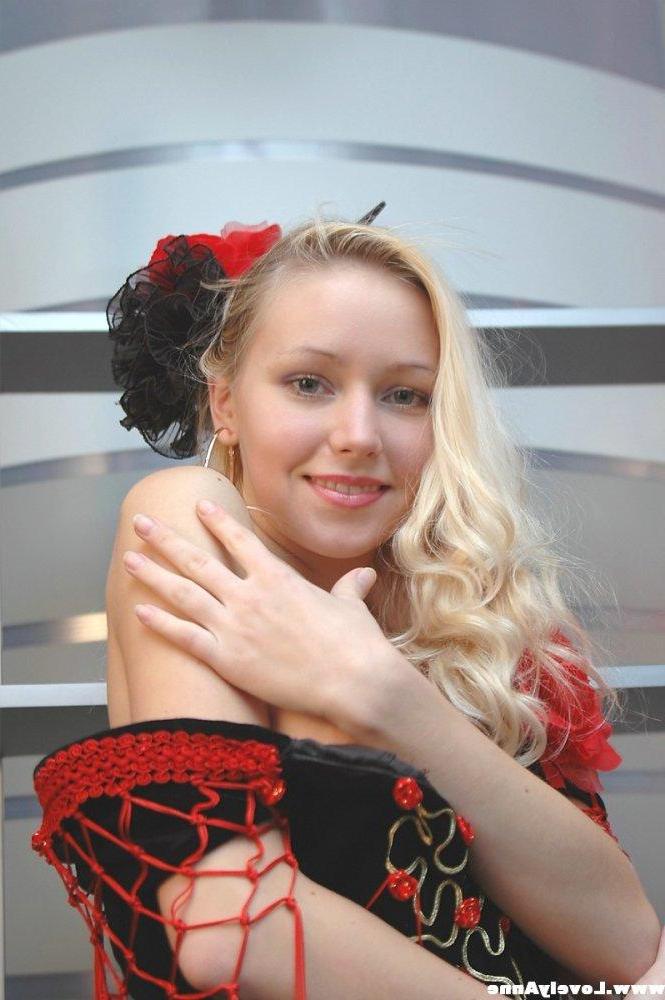 15P Anne wearing a flamenco dress showing tits