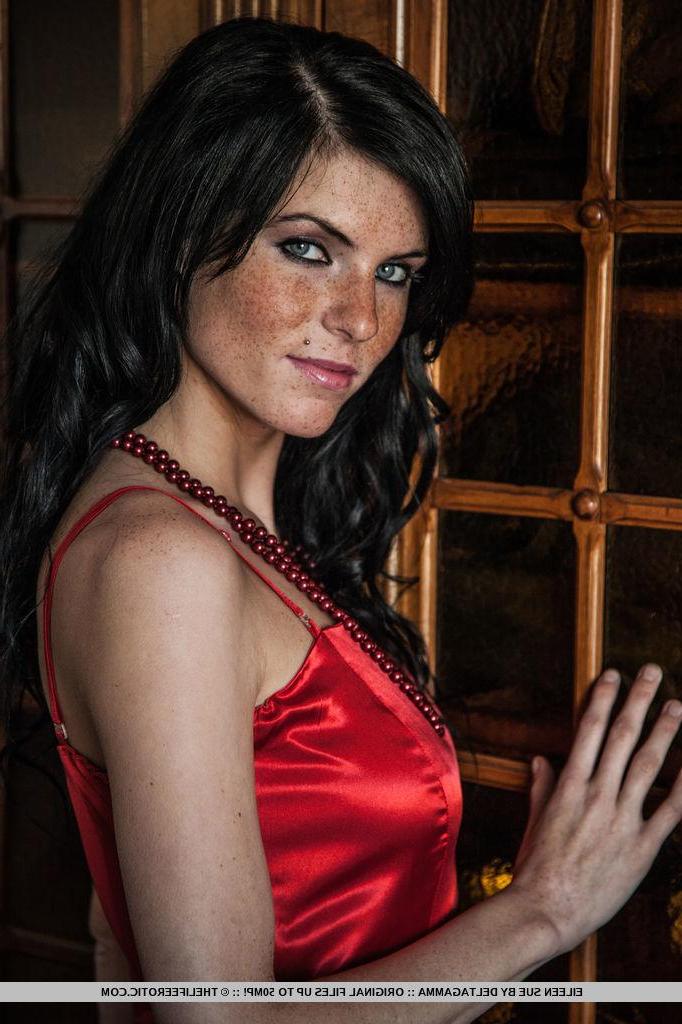 16P Pretty girl Margot A strips off her red dress and shows you her tight pussy