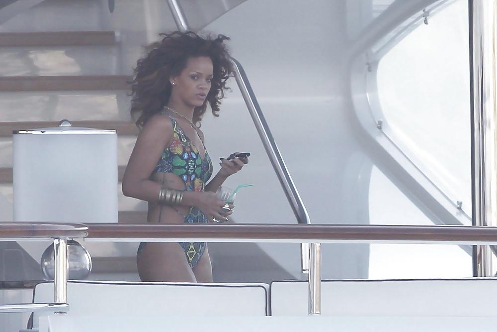 10P Rihanna on a yacht in a swimsuit in France