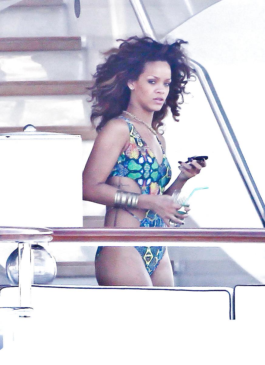 10P Rihanna on a yacht in a swimsuit in France