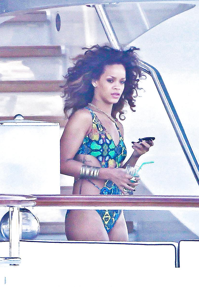 10P Rihanna on a yacht in a swimsuit in France