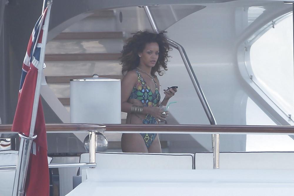 10P Rihanna on a yacht in a swimsuit in France