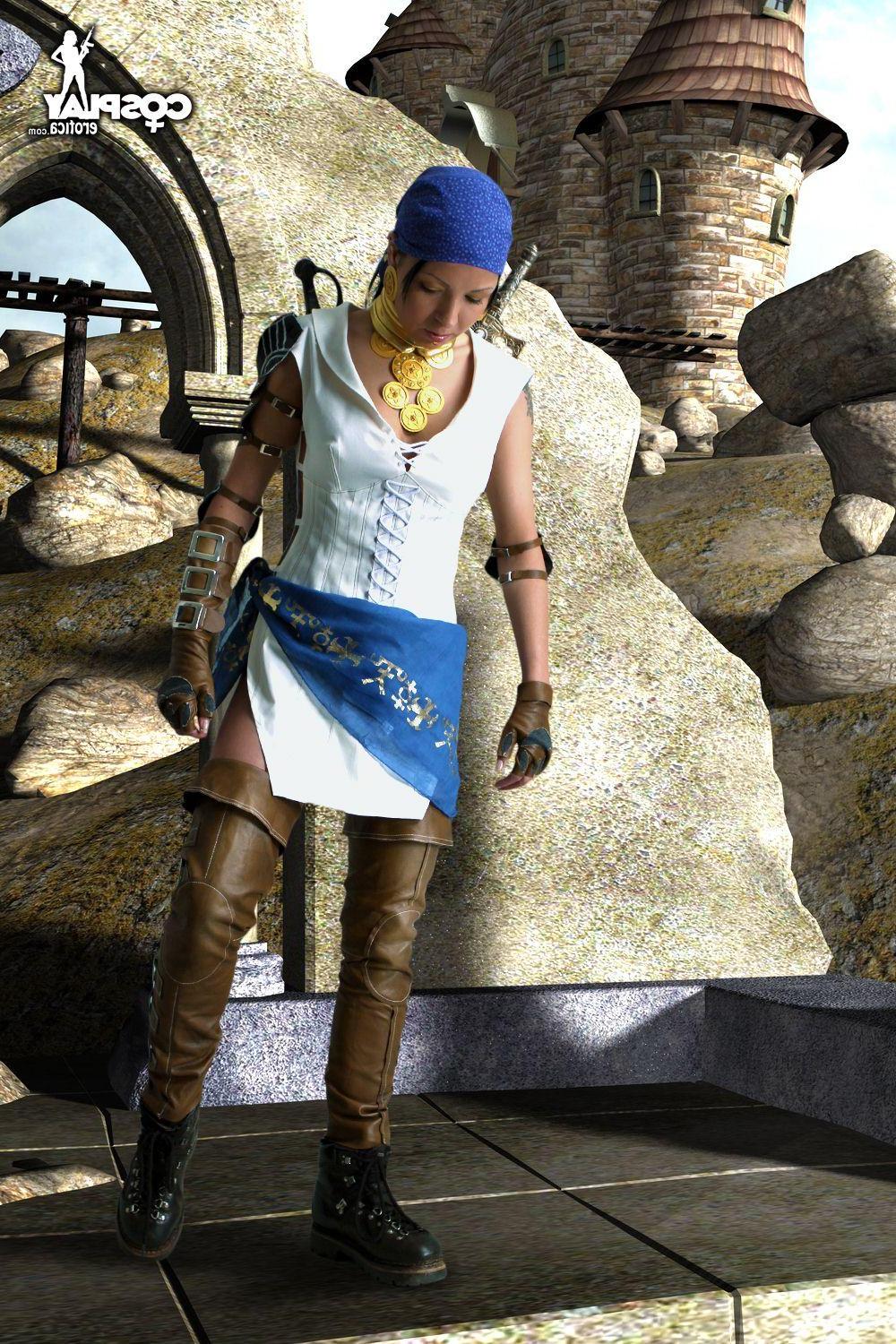16P Cosplayer Mea Lee dresses up as Isabela from Dragon Age