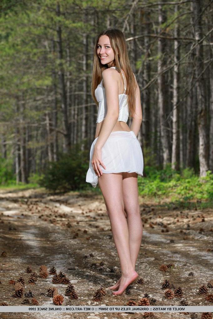 18P Beautiful blonde teen Violet strips naked in the woods in "Renaya"