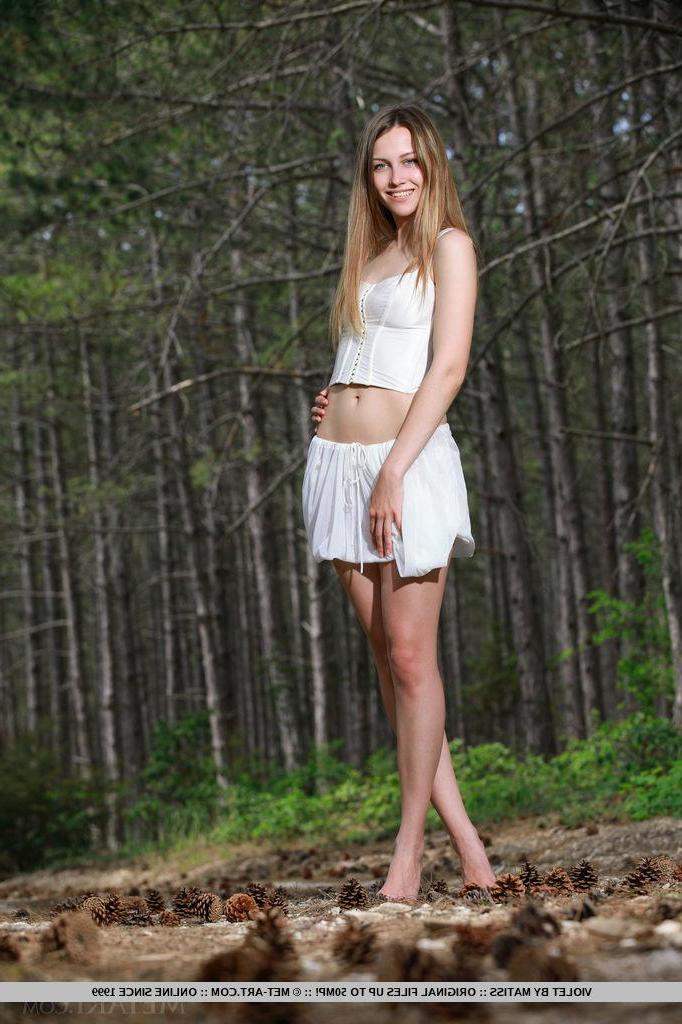 18P Beautiful blonde teen Violet strips naked in the woods in "Renaya"