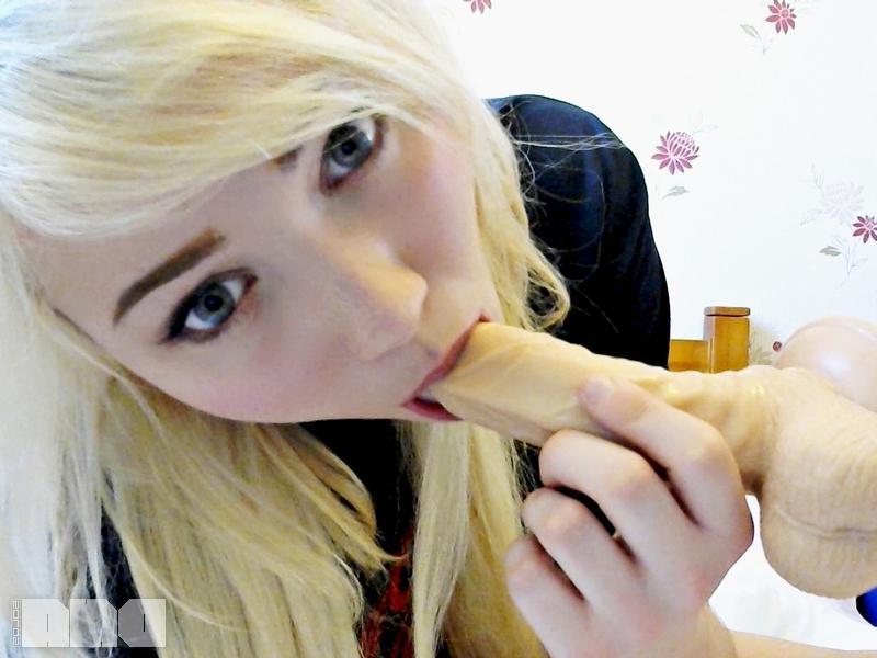 15P Blonde teen Misha Mayfair teases with a dildo
