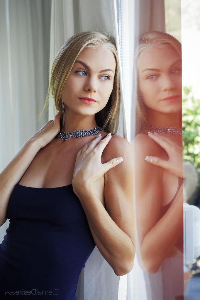 16P Blonde beauty Nancy A strips out of her blue dress in "CORE"