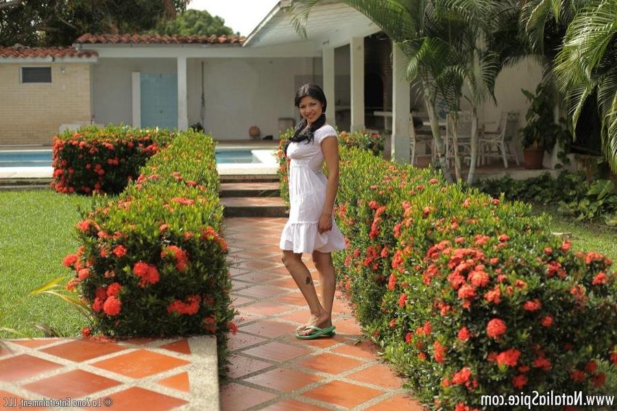 15P Natalia Spice plays with her sexy body after taking her summer dress off