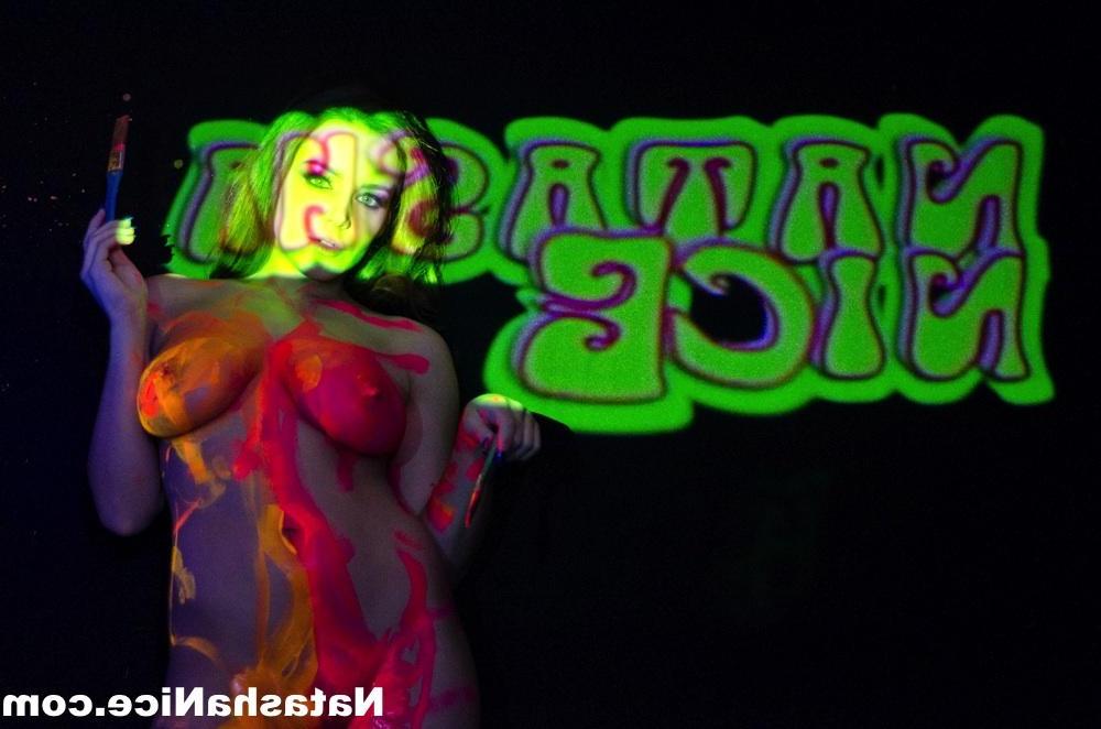 16P Busty Natasha Shoots A Fun And Sexy Black Light Promo For Her DVD