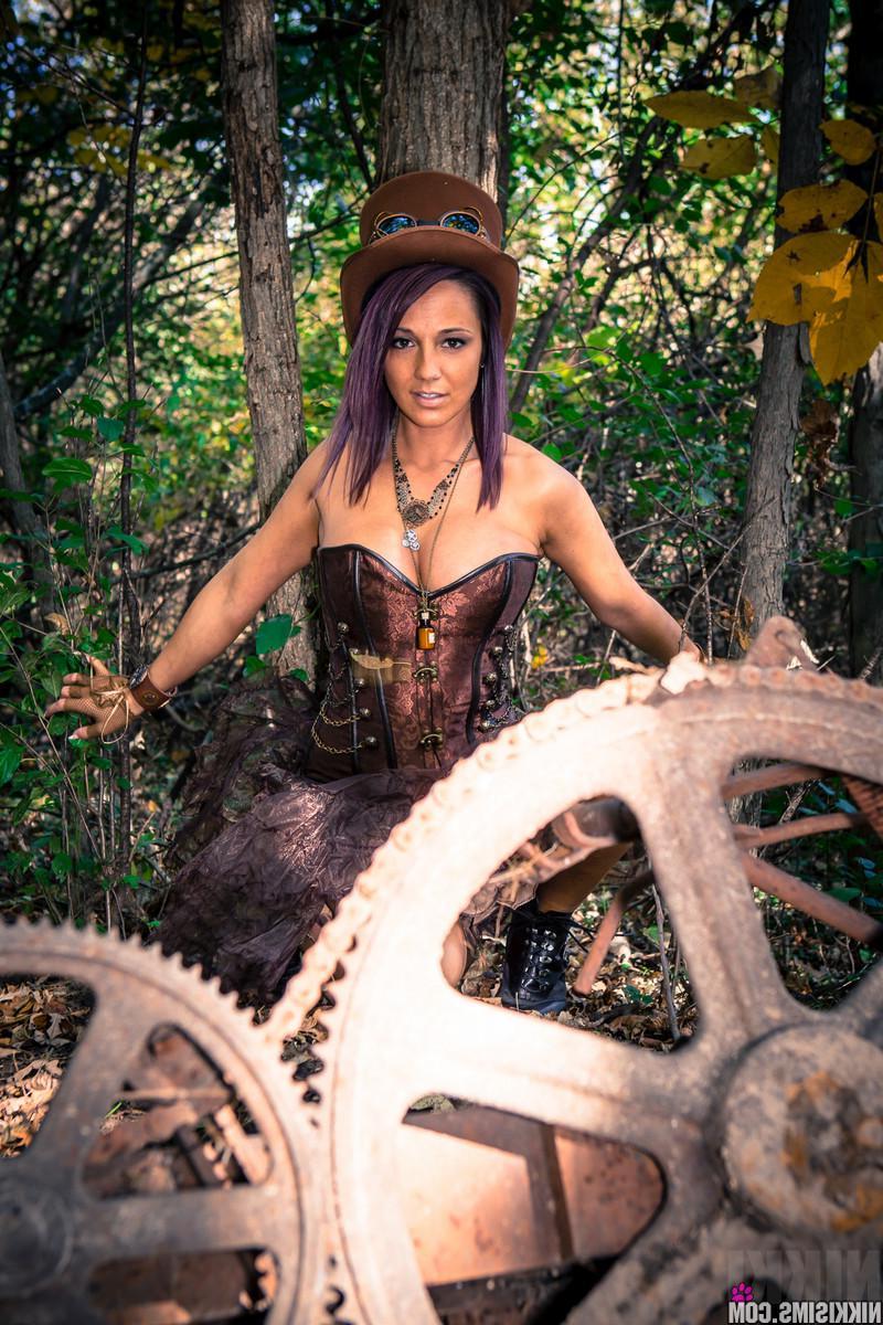 15P Nikki Sims does some steampunk dress-up to wish you a Happy Halloween