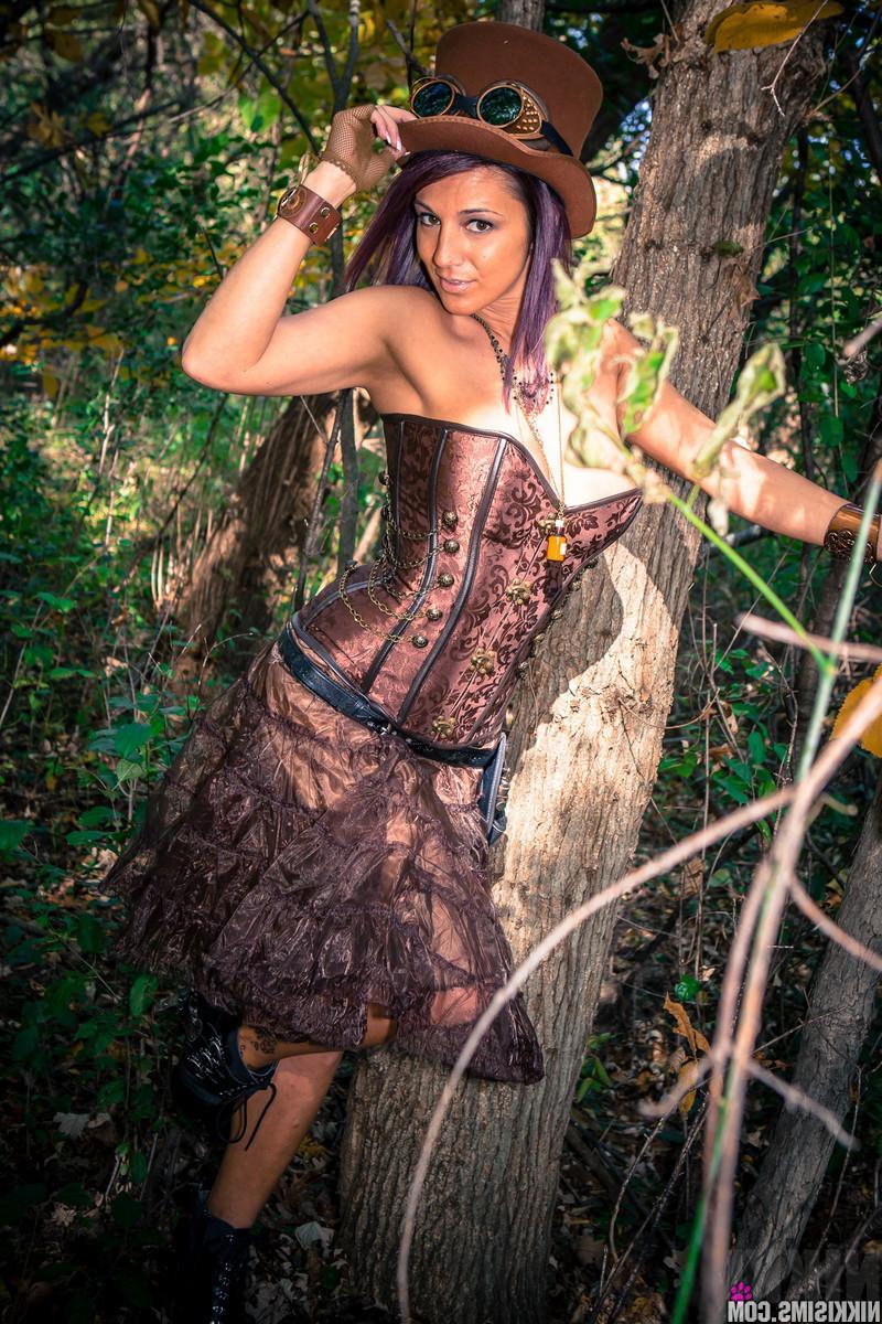 15P Nikki Sims does some steampunk dress-up to wish you a Happy Halloween
