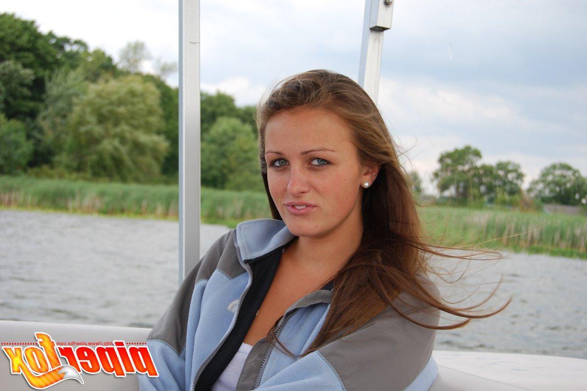 15P Pictures of Piper Fox flashing her pussy on a boat