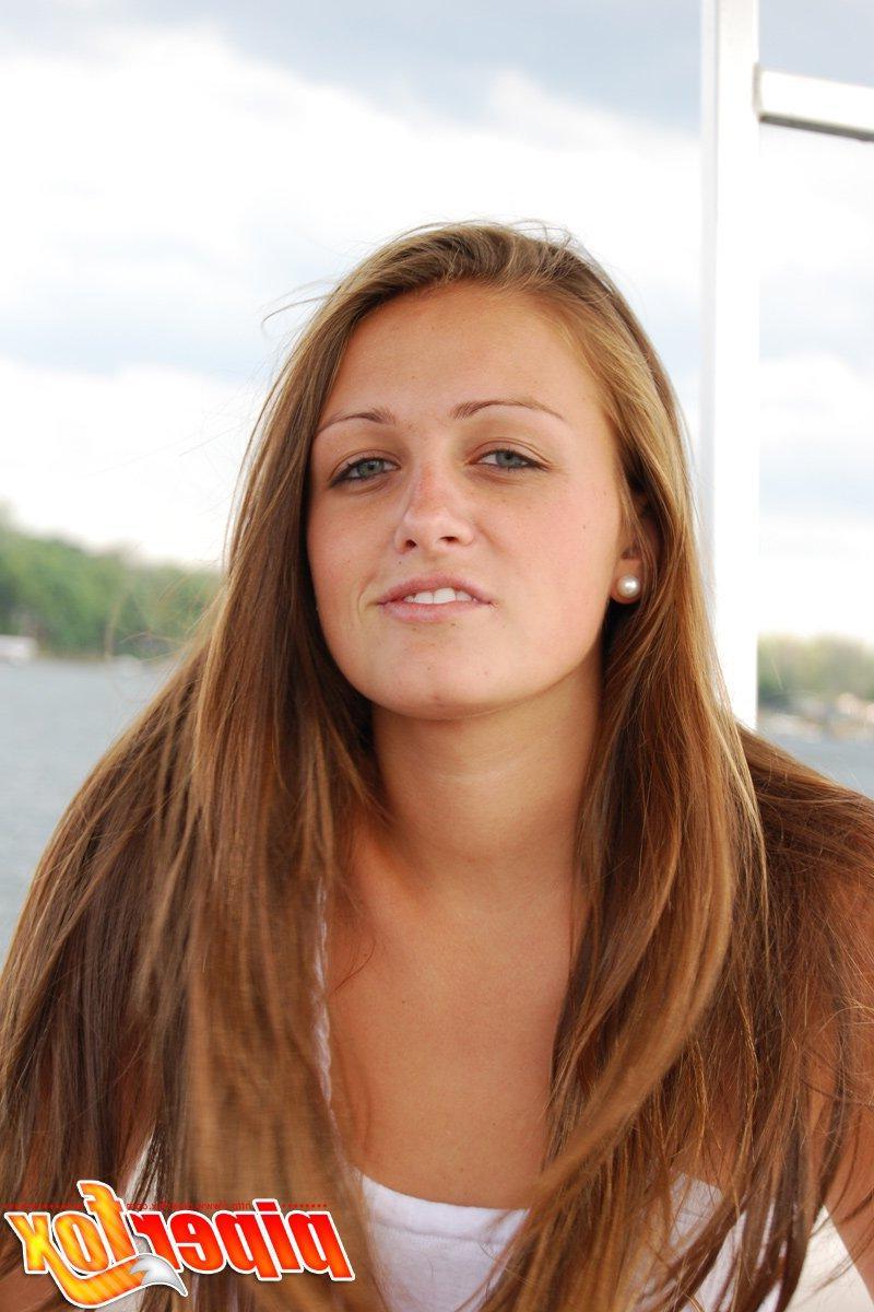 15P Pictures of Piper Fox flashing her pussy on a boat