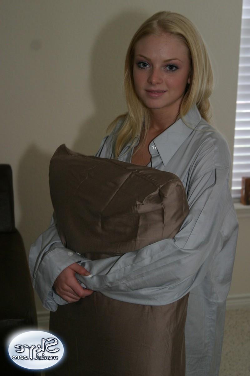 12P Skye shows her legs as she teases in just a big dress shirt with nothing else on