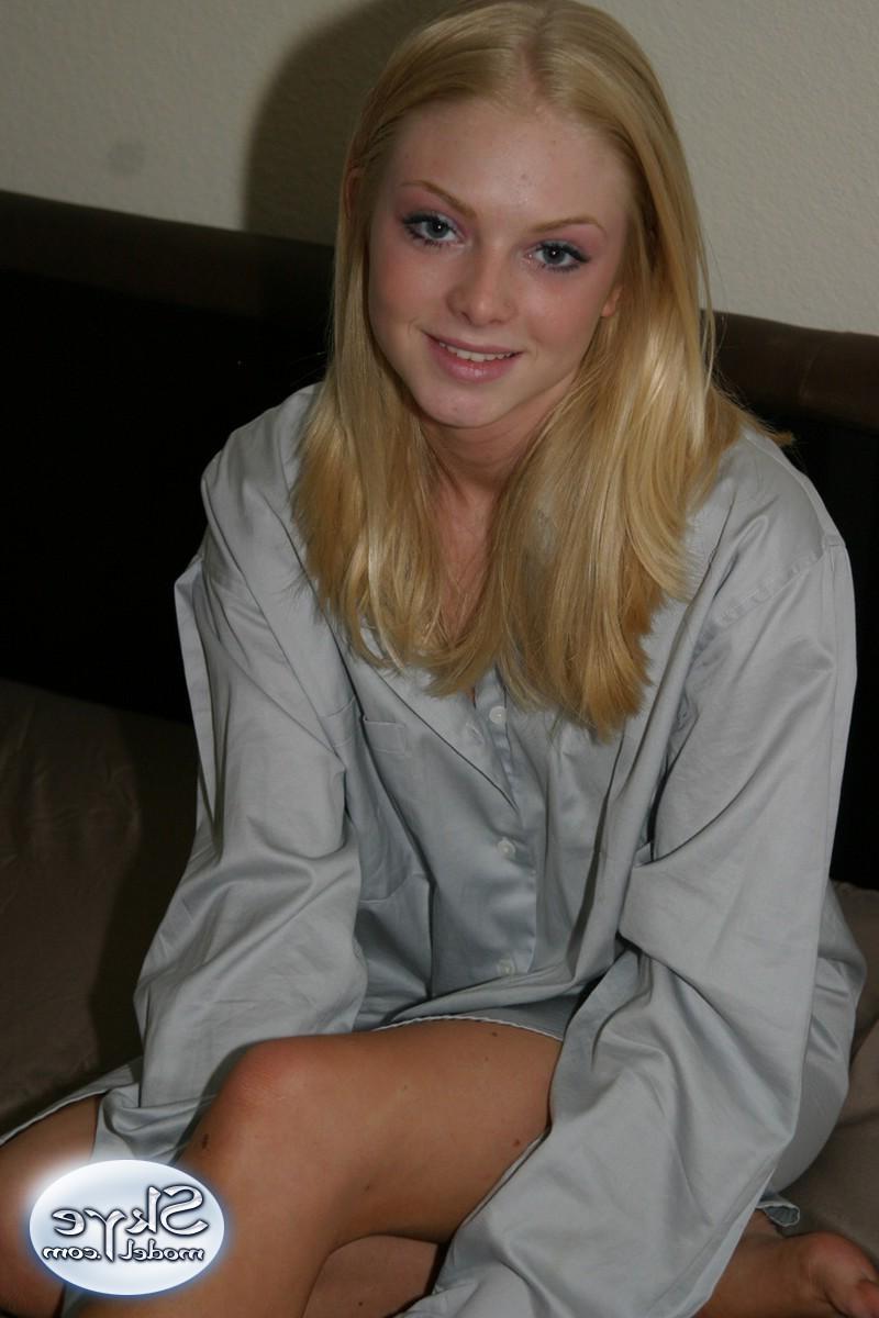 12P Skye shows her legs as she teases in just a big dress shirt with nothing else on