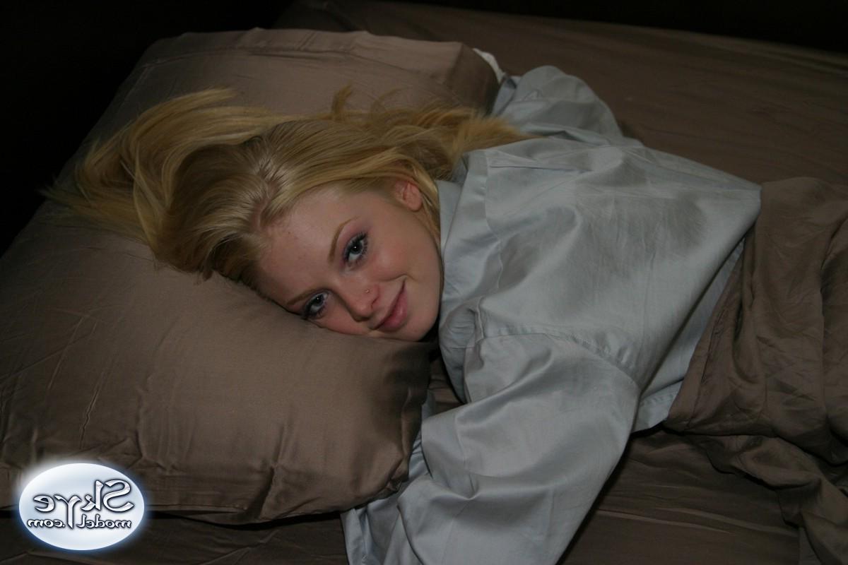 12P Skye shows her legs as she teases in just a big dress shirt with nothing else on