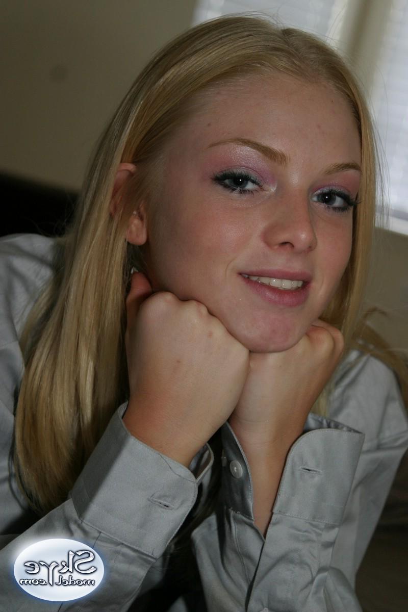 12P Skye shows her legs as she teases in just a big dress shirt with nothing else on