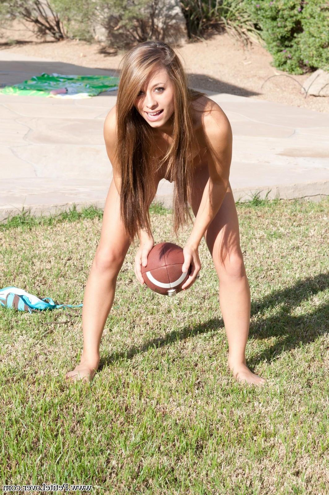 16P Hot petite girl Riley gets naked to play some football