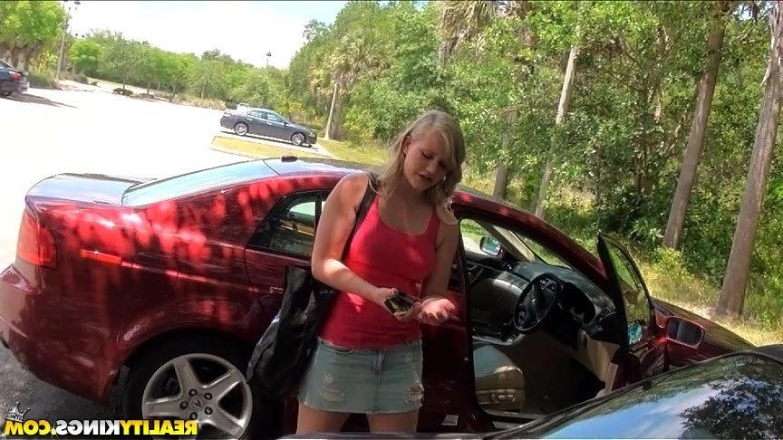 20P Blonde girl Roxy Lovette gets picked up on the streets for a hard fuck