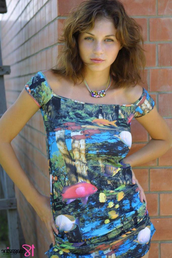 15P Sexy brunette teen shows off her delicious boobs