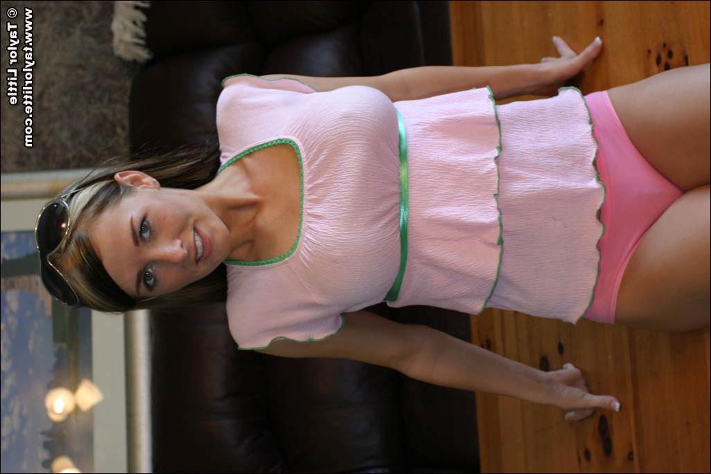 20P Pictures of Taylor Little getting naked and showing you her pussy