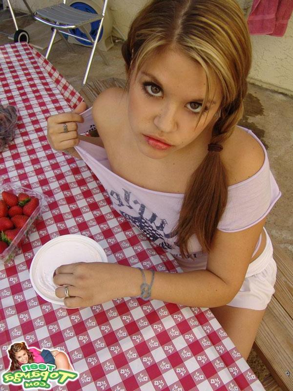 12P Teen Topanga gets naughty and dirty with food outside