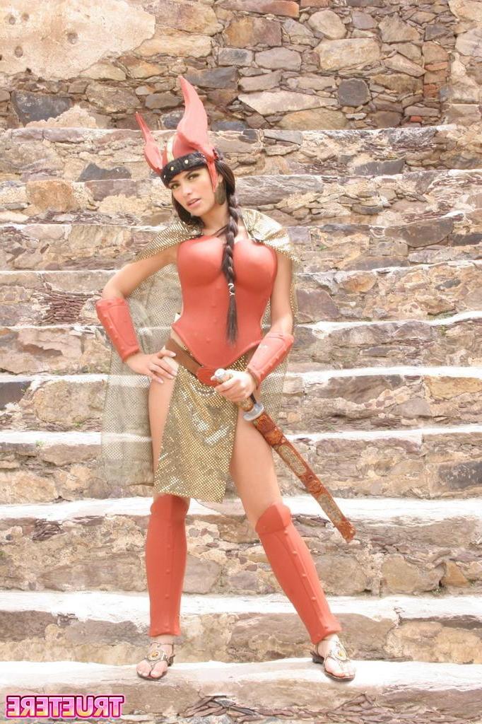 15P Pictures of True Tere dressed as a medieval warrior princess