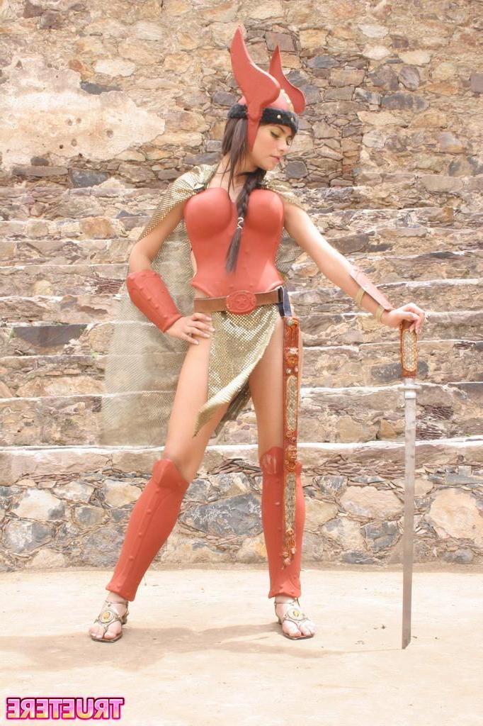 15P Pictures of True Tere dressed as a medieval warrior princess