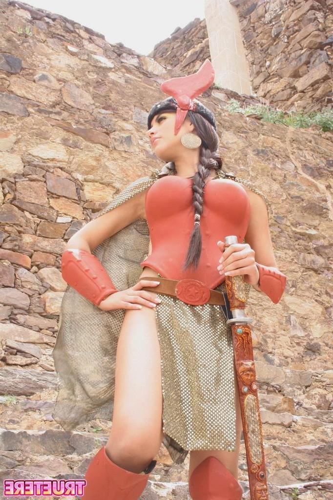15P Pictures of True Tere dressed as a medieval warrior princess