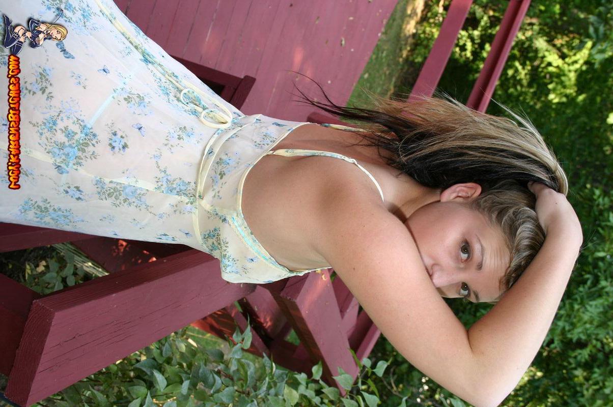 20P Pictures of a teen model in a pretty dress