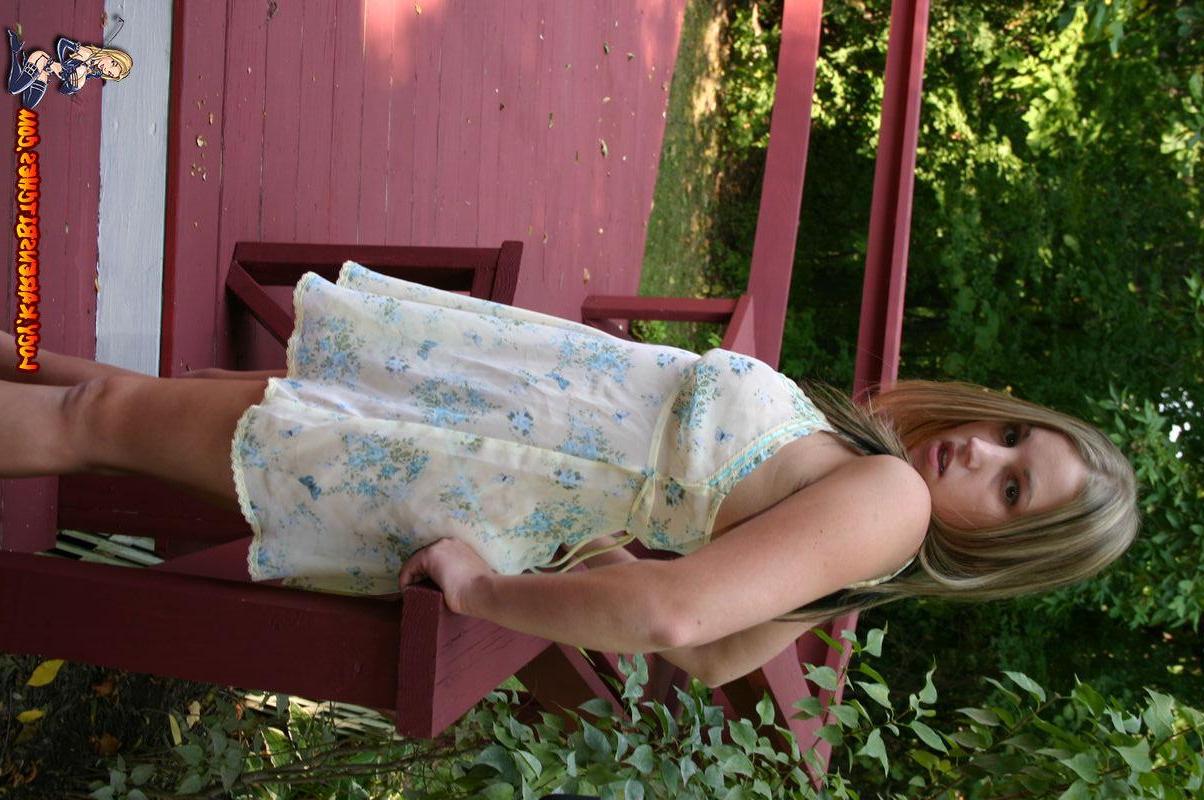 20P Pictures of a teen model in a pretty dress