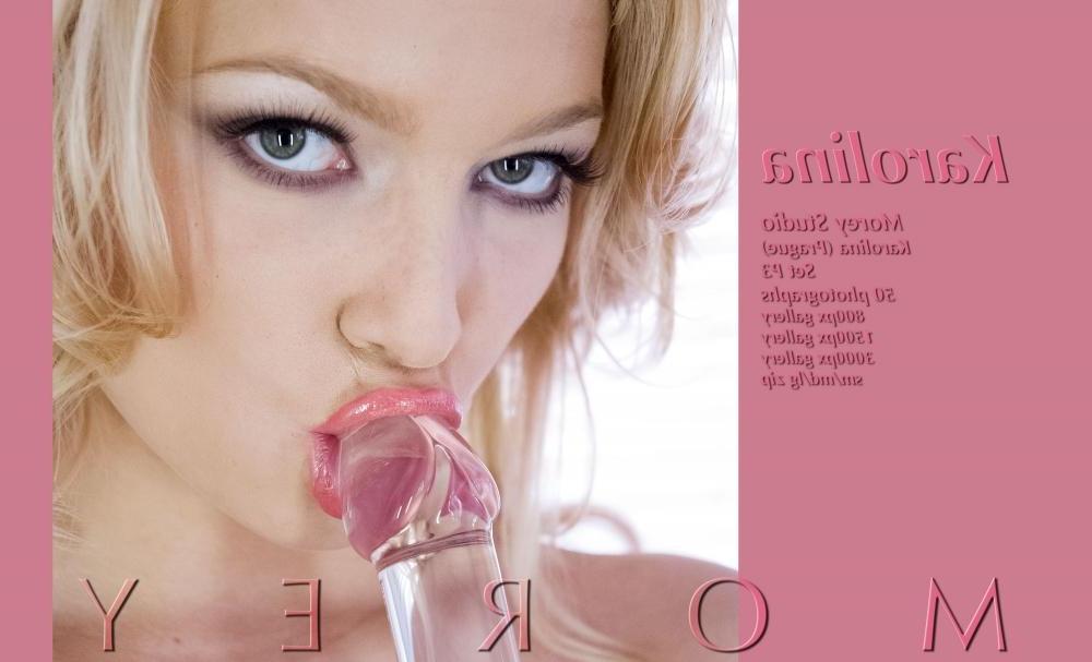 11P Blonde girl Karolina plays with her glass dildo